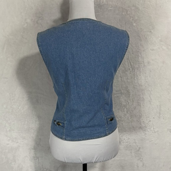 Vintage Lizwear Embroidered Denim Vest Size L Western Grunge‎ Boho 90s Waistcost - Picture 4 of 13
